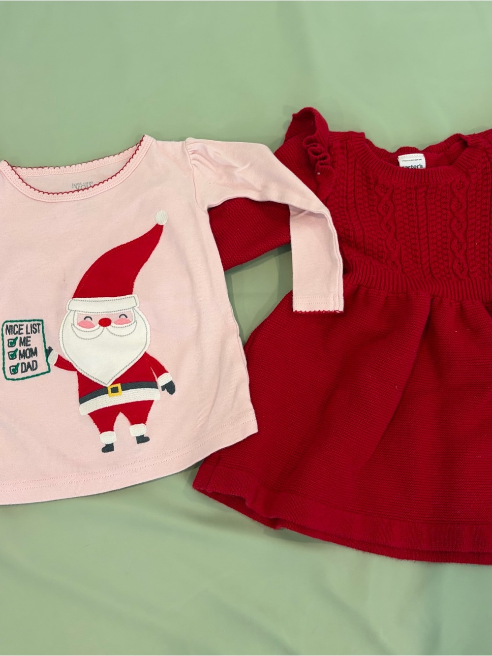 Toddler Holiday Santa Top & Red Knit Dress Set